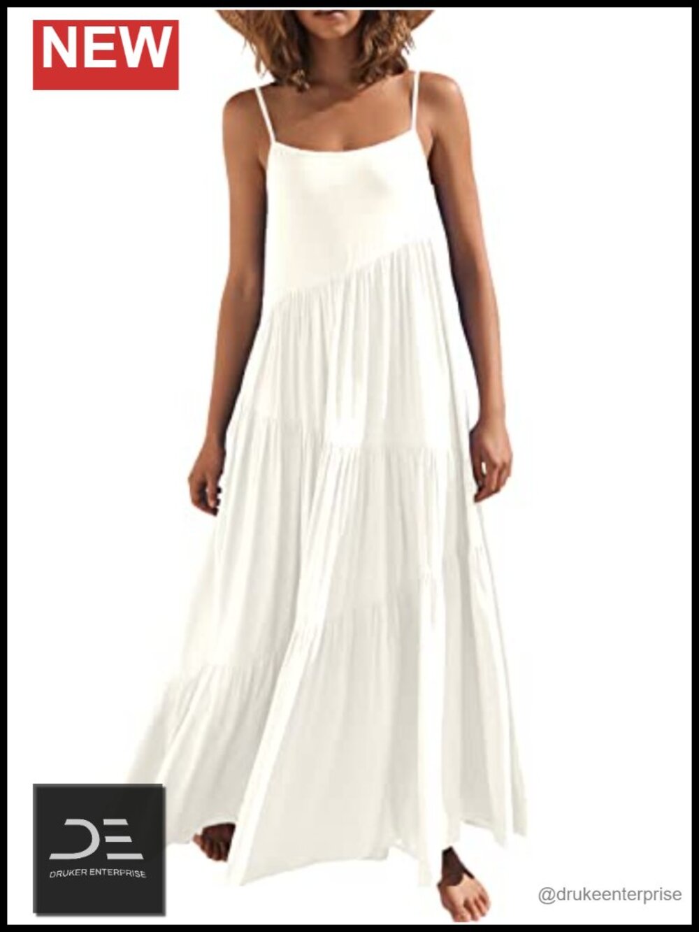 Women's Sleeveless Maxi Dress Flowy Boho Beach Sundress Adjustable Spaghetti